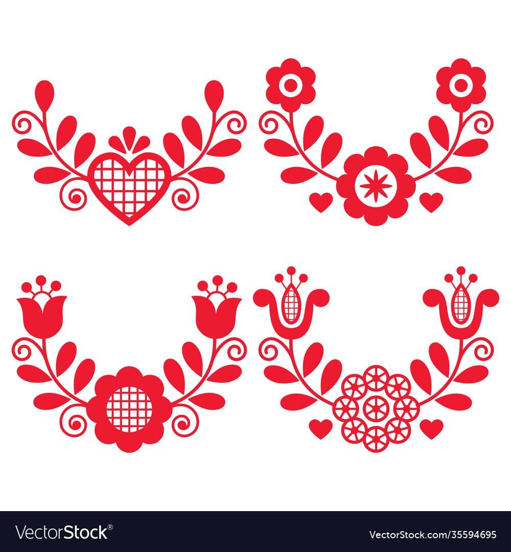 Polish folk art wreath design collection Vector Image