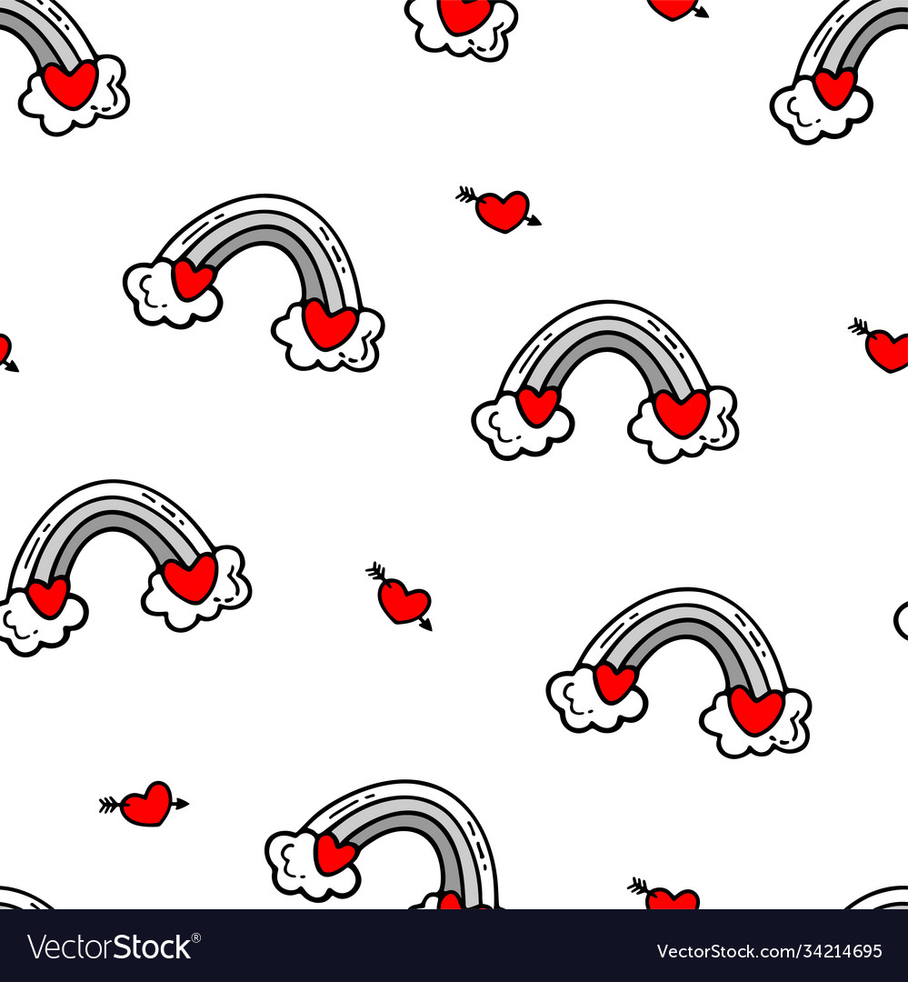 Seamless pattern with love doodles elements