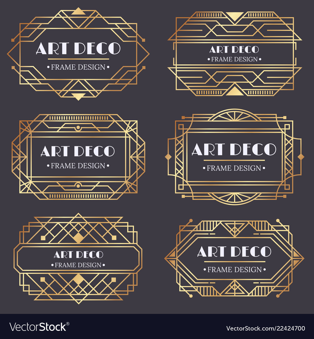 Art deco frame antique golden label luxury gold vector image Art deco frame antique golden label luxury gold