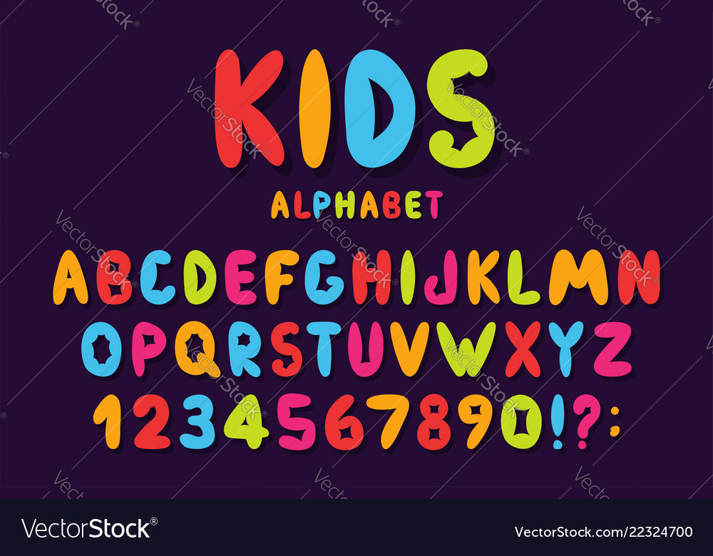 Childrens font in cartoon style colorful bubble Vector Image