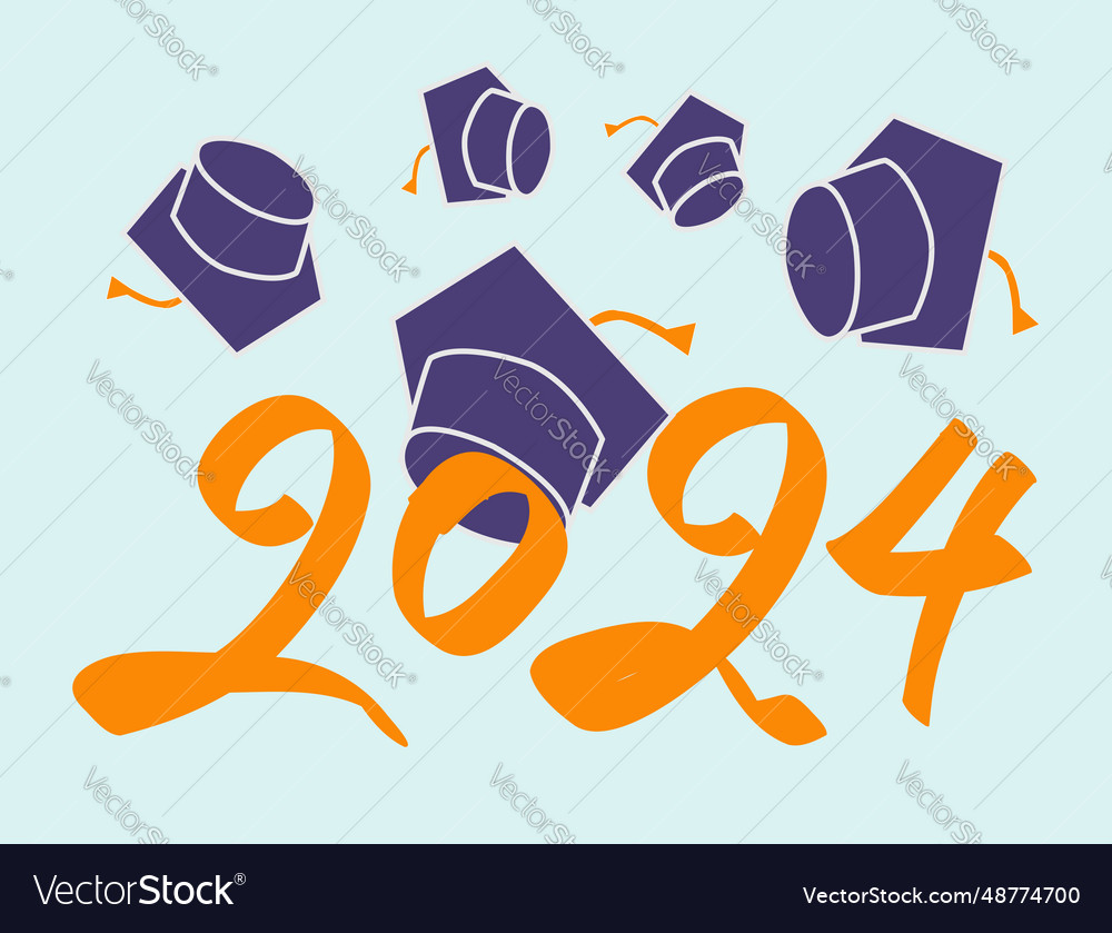 Class of 2024 handwritten typography education Vector Image