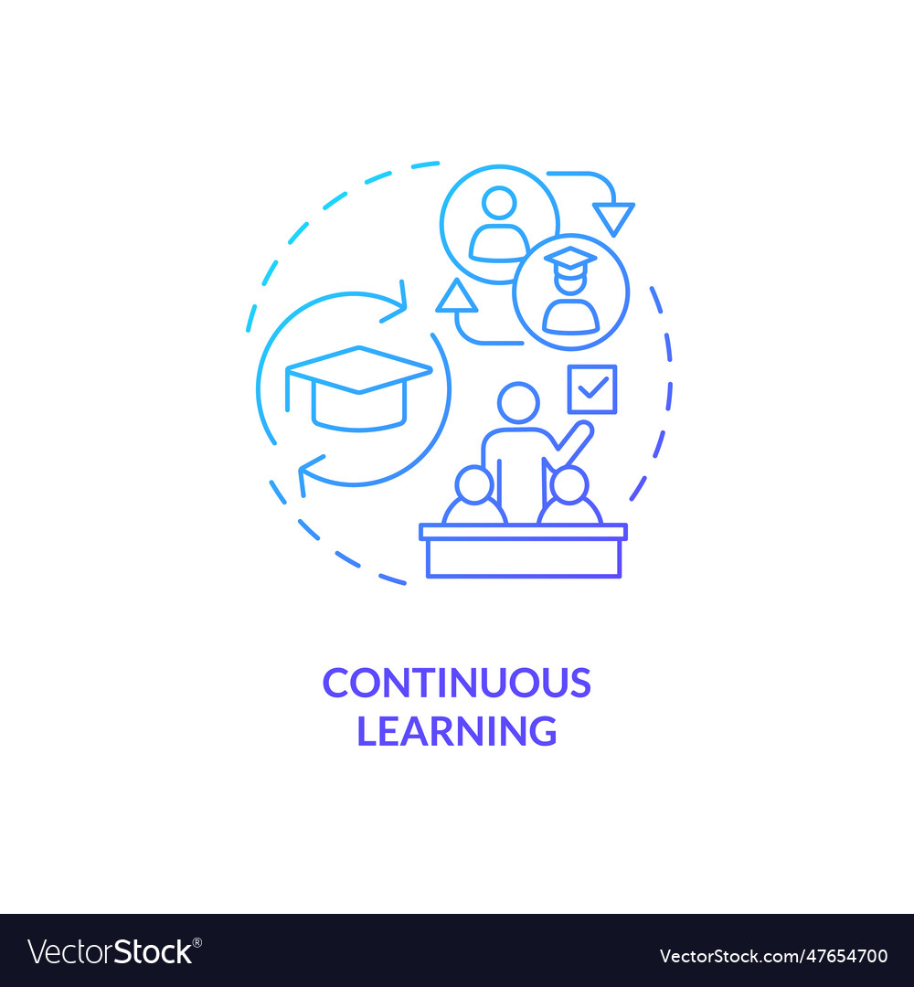 Continuous learning blue gradient concept icon Vector Image