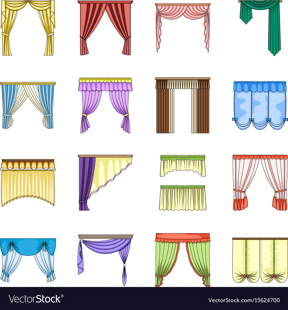 Different kinds of curtains curtains set Vector Image