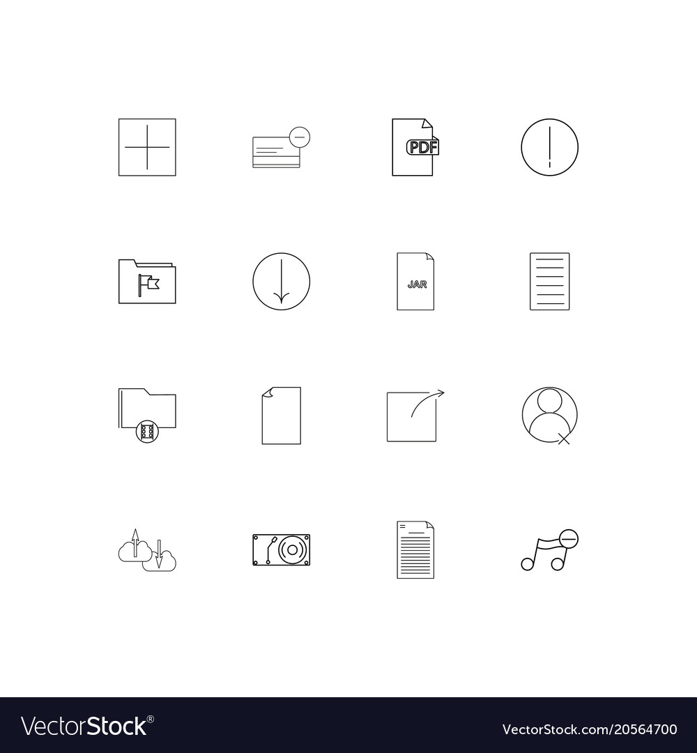 Files and folders sign simple linear icons set