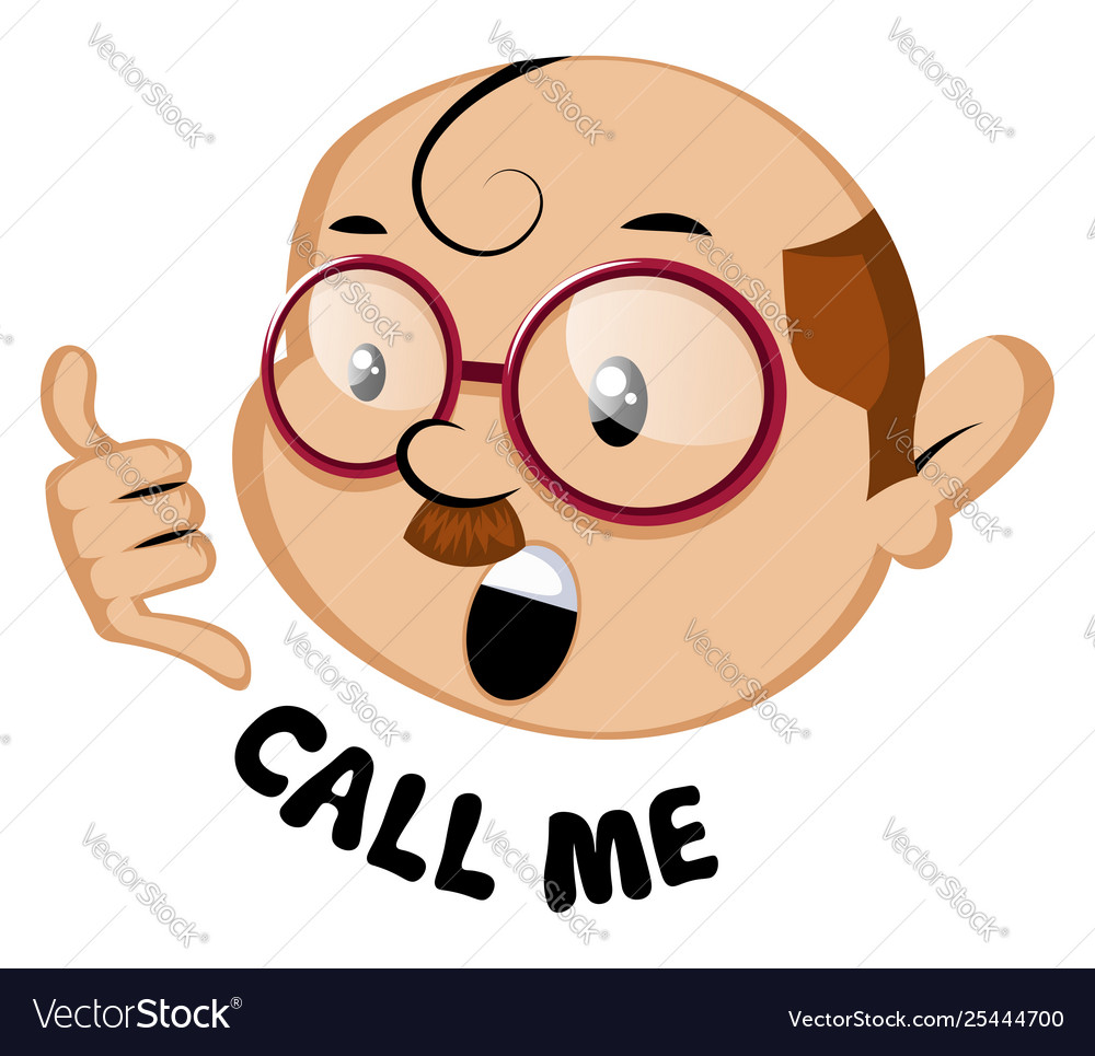 Funny human emoji with call me sign on white