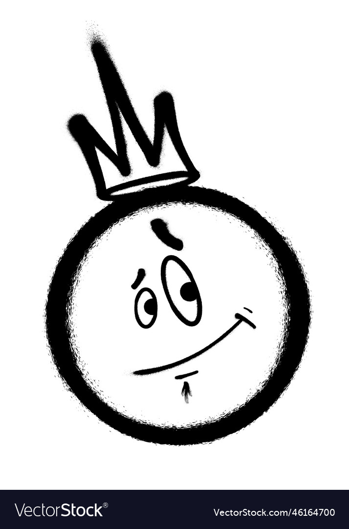 Graffiti emoticon with crown smiling face painted