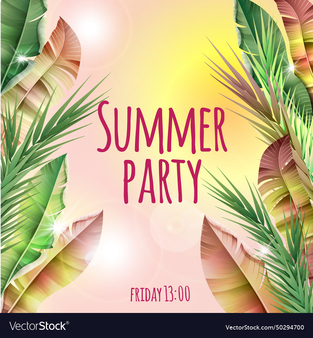 Light summer party tropical botanical template