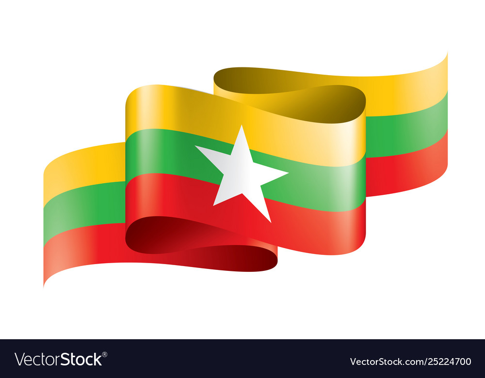 Myanmar flag on a white Royalty Free Vector Image