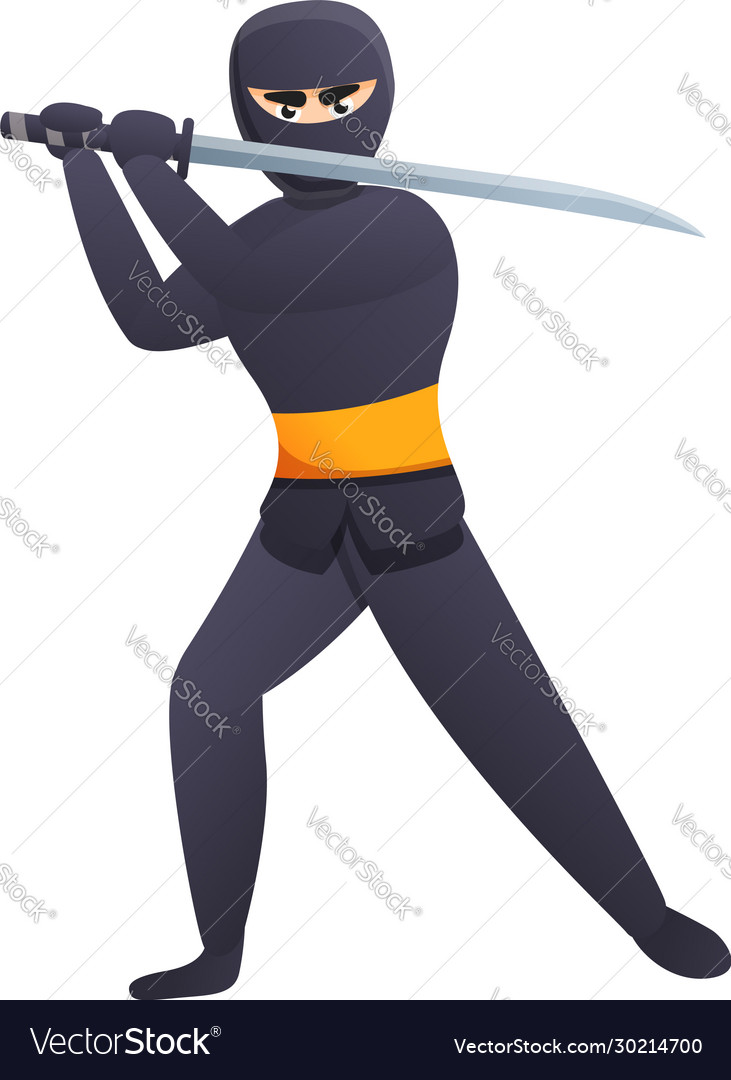 Premium Vector  Cartoon ninja posing and holding a sword