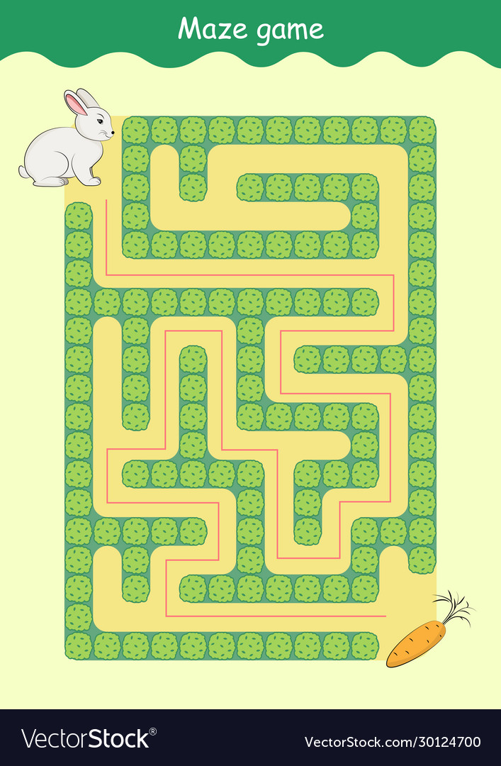 Rabbit and carrot maze educational game