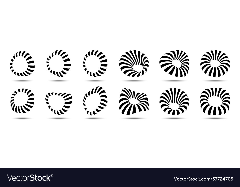 3d circular striped frames set logo design Vector Image