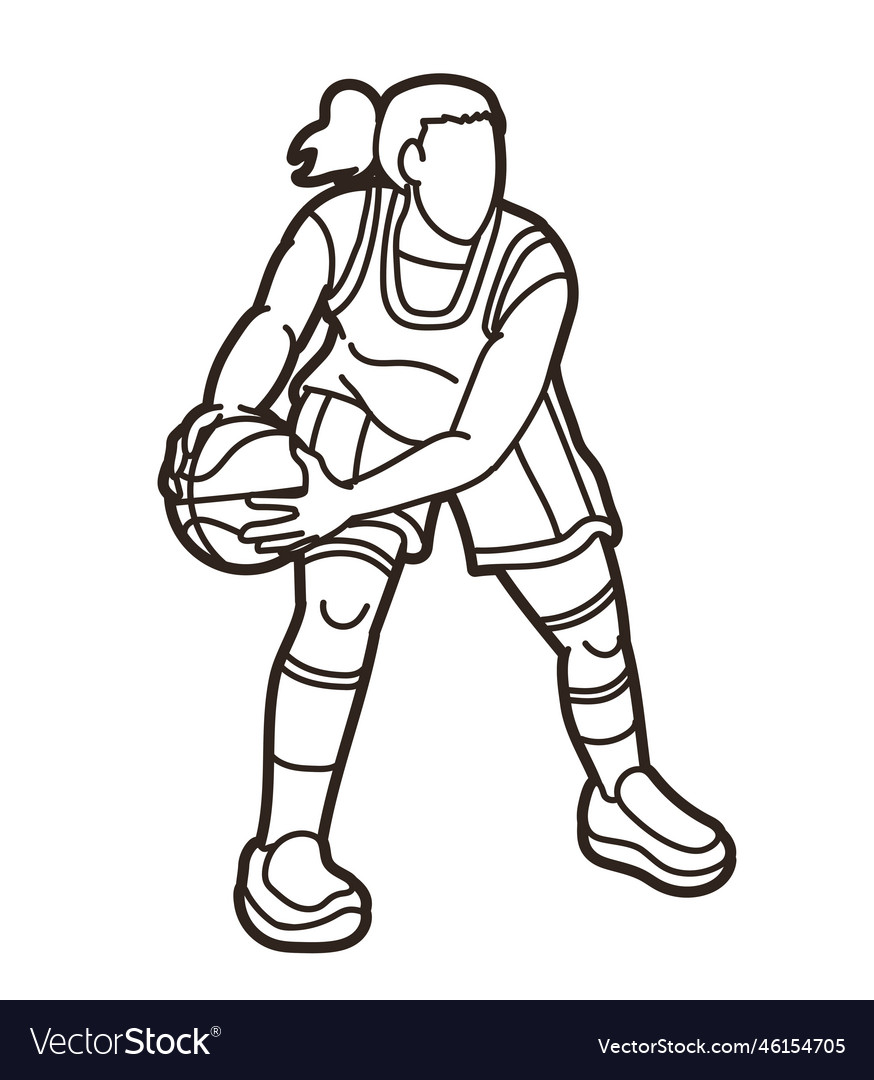 Basketball action female player Royalty Free Vector Image