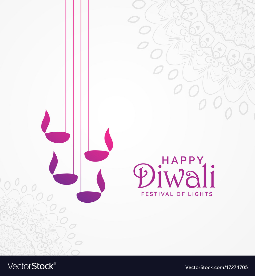 Beautiful happy diwali card design with hanging Vector Image