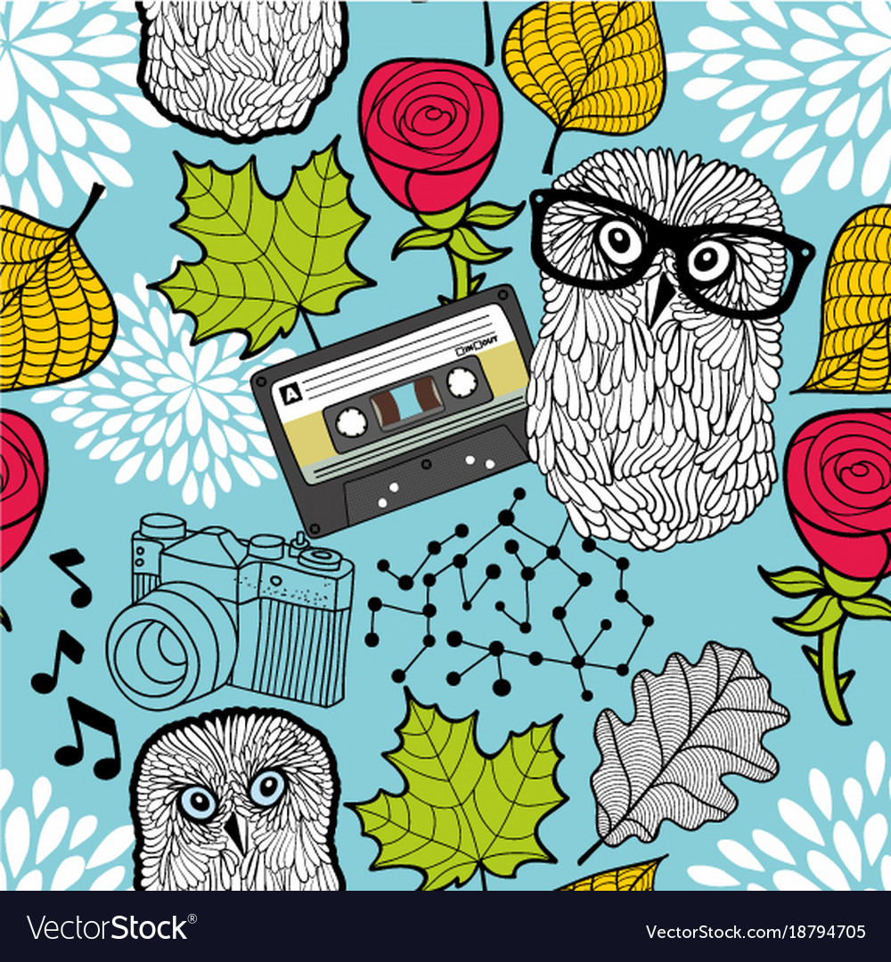 Creative wallpaper with smart owl in eyeglasses