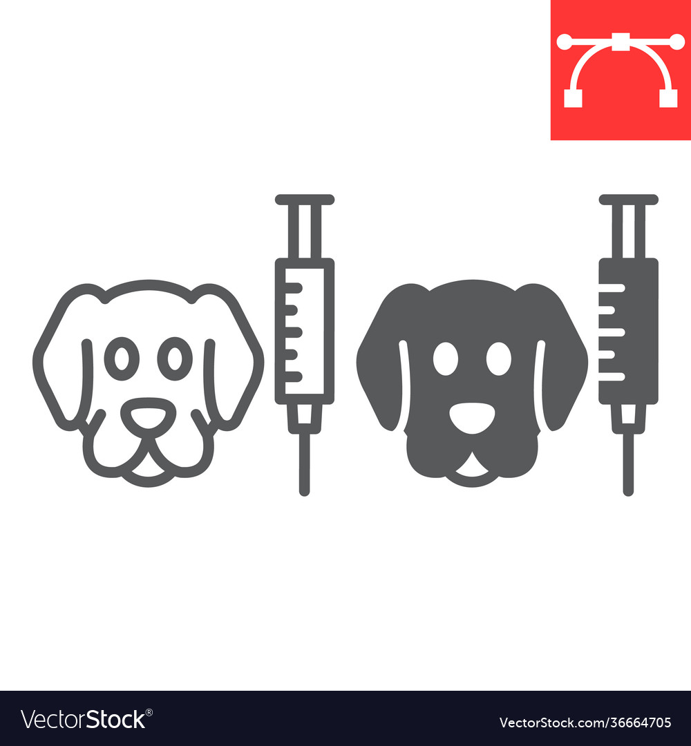 Dog vaccination line and glyph icon vaccine Vector Image