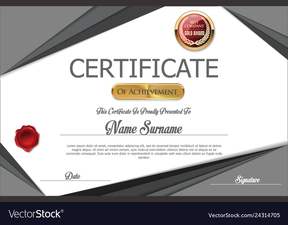 Gray certificate or diploma template Royalty Free Vector