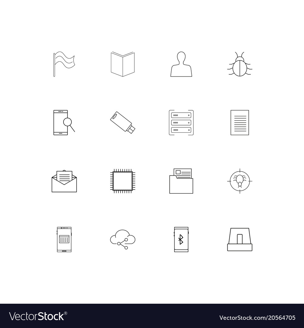 Internet technologies simple linear icons set