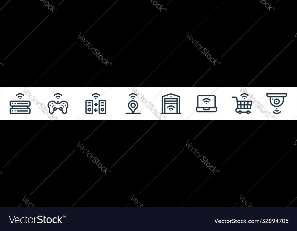 Internet things line icons linear set quality vector image Internet things line icons linear set quality