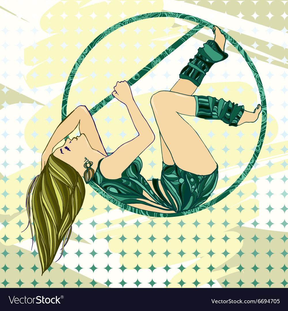 Sexual women pole dance with aerial hoop Vector Image