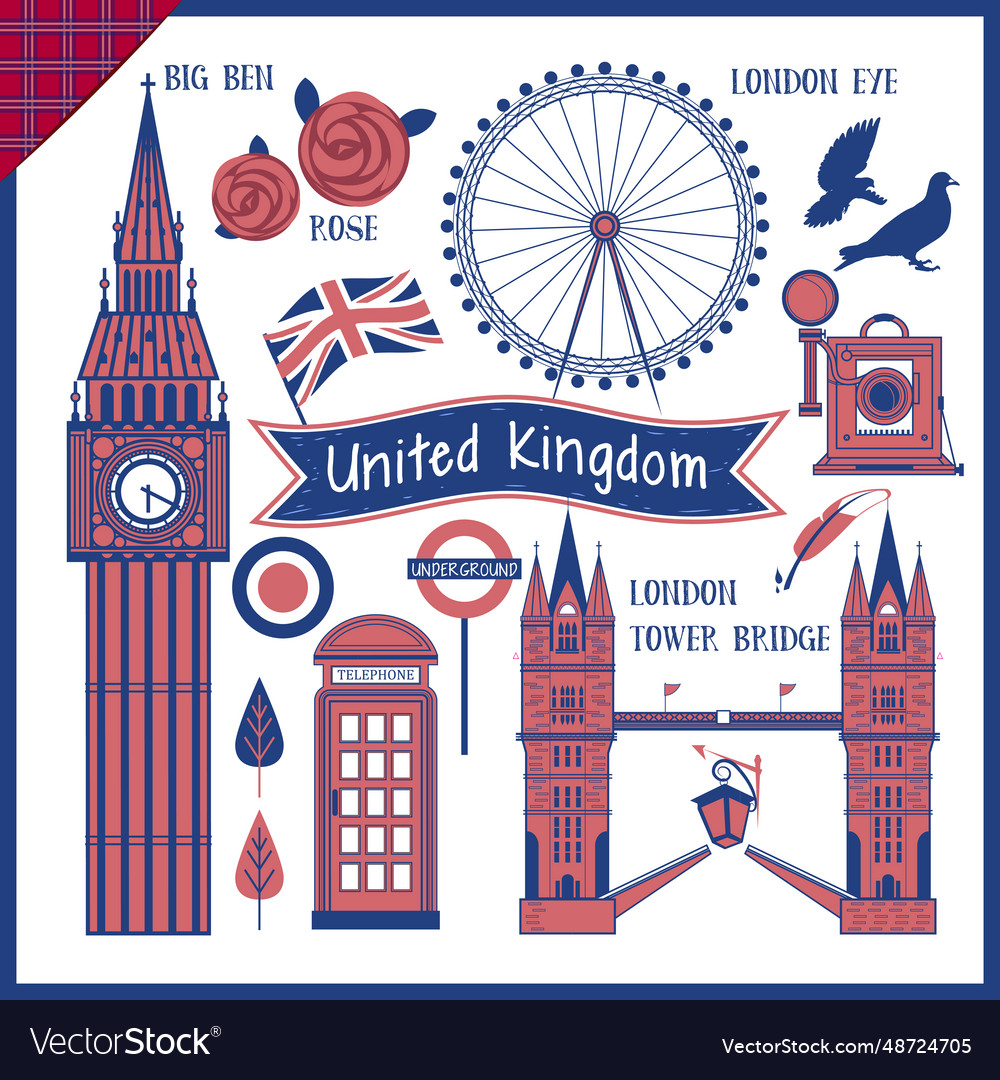 United kingdom travel impression collection vector image United kingdom travel impression collection