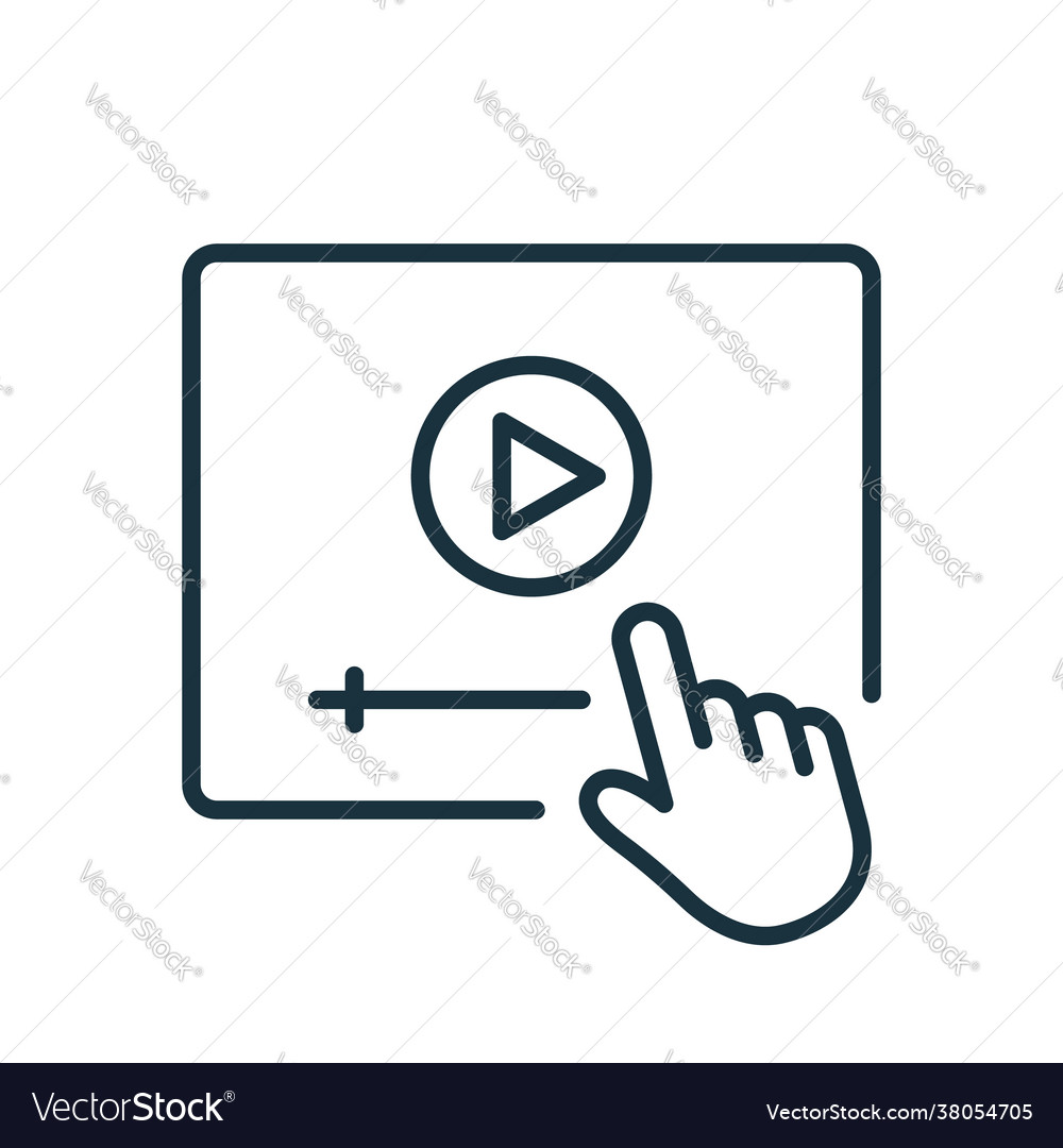 Video tutorials line icon player with mouse vector image Video tutorials line icon player with mouse