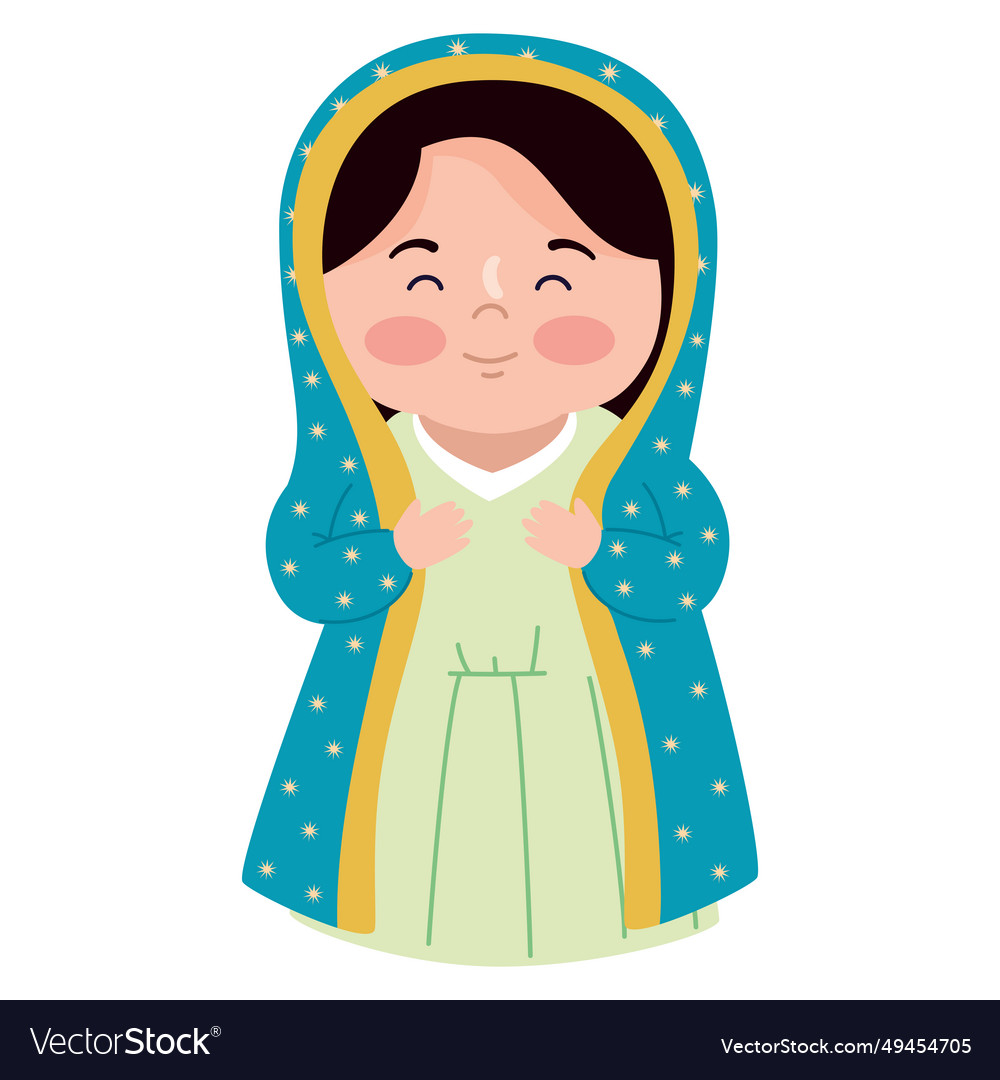 Virgen de guadalupe cute Royalty Free Vector Image