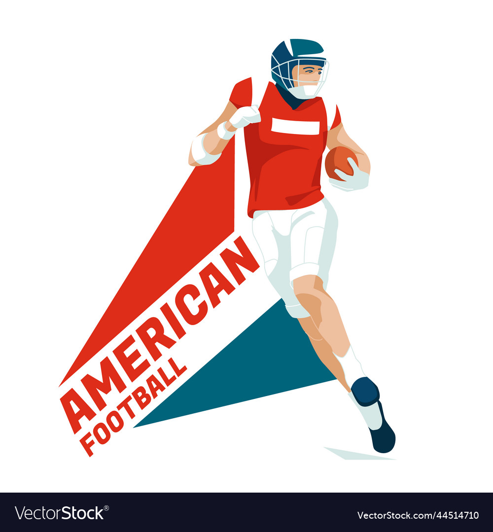 american-football-player-runs-with-the-ball-vector-image