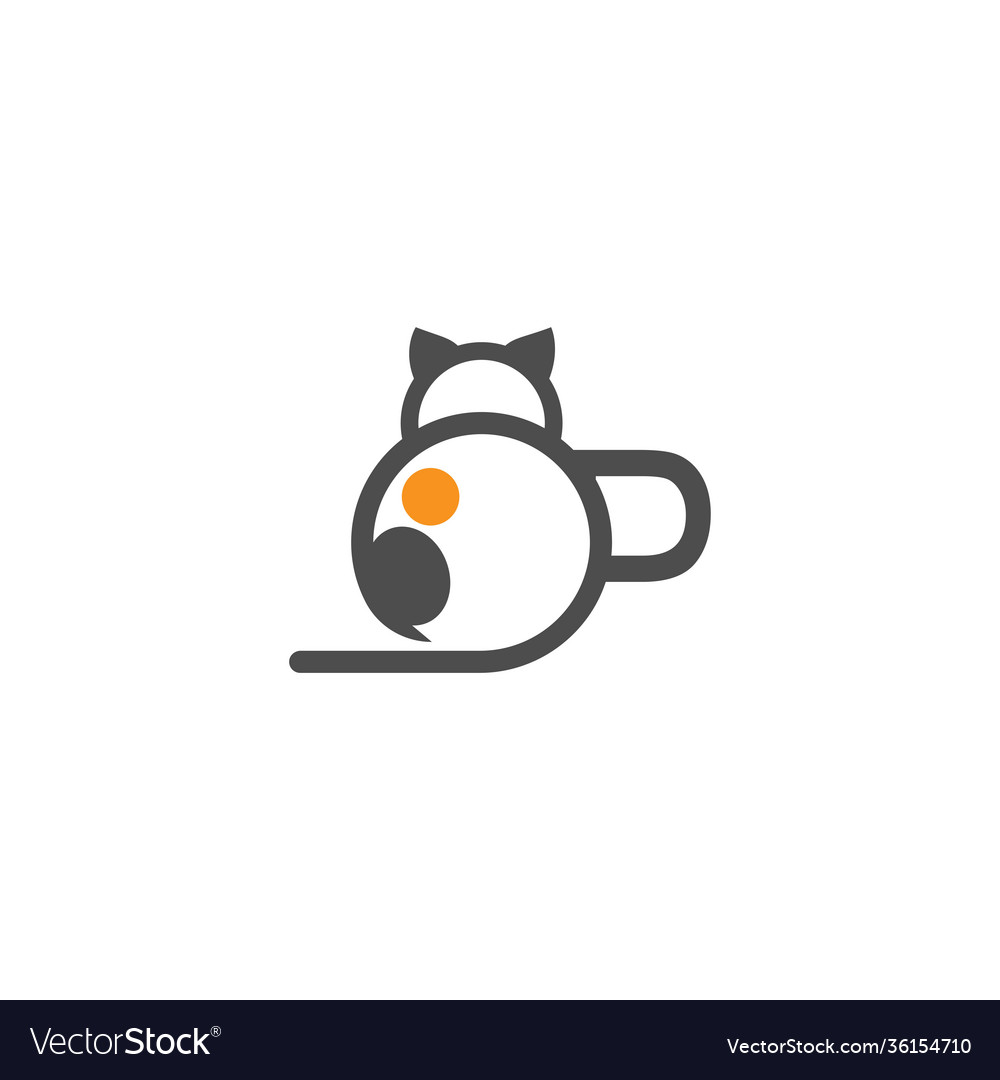 Design Template Of Black Cat Icon Logo With Letter O Vector