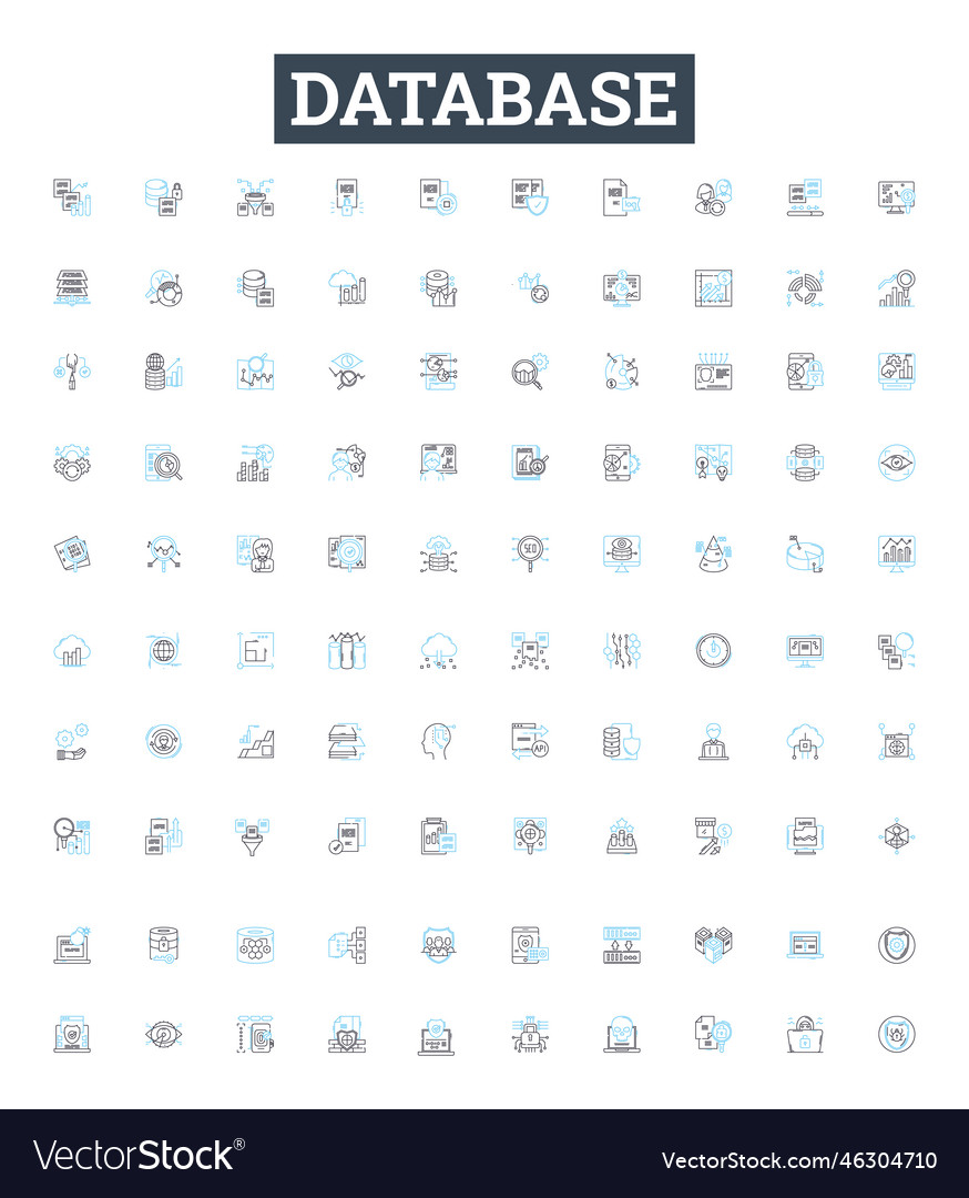 Database line icons set sql