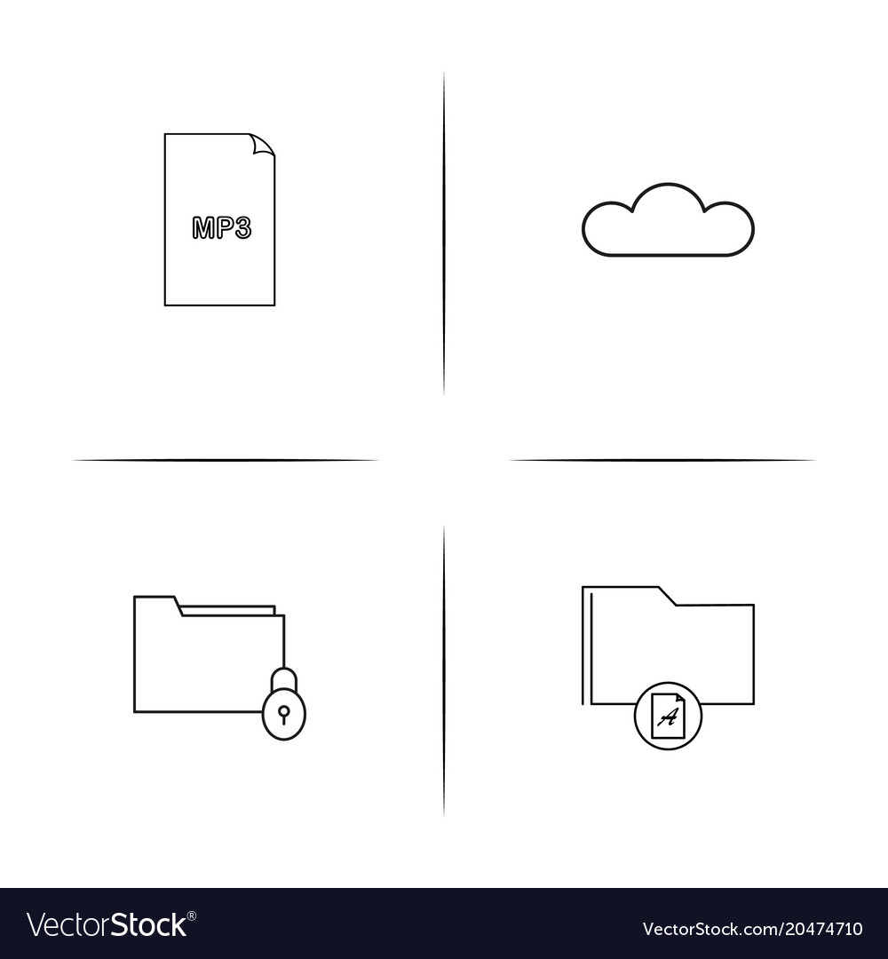 Files and folders sign simple linear icons set