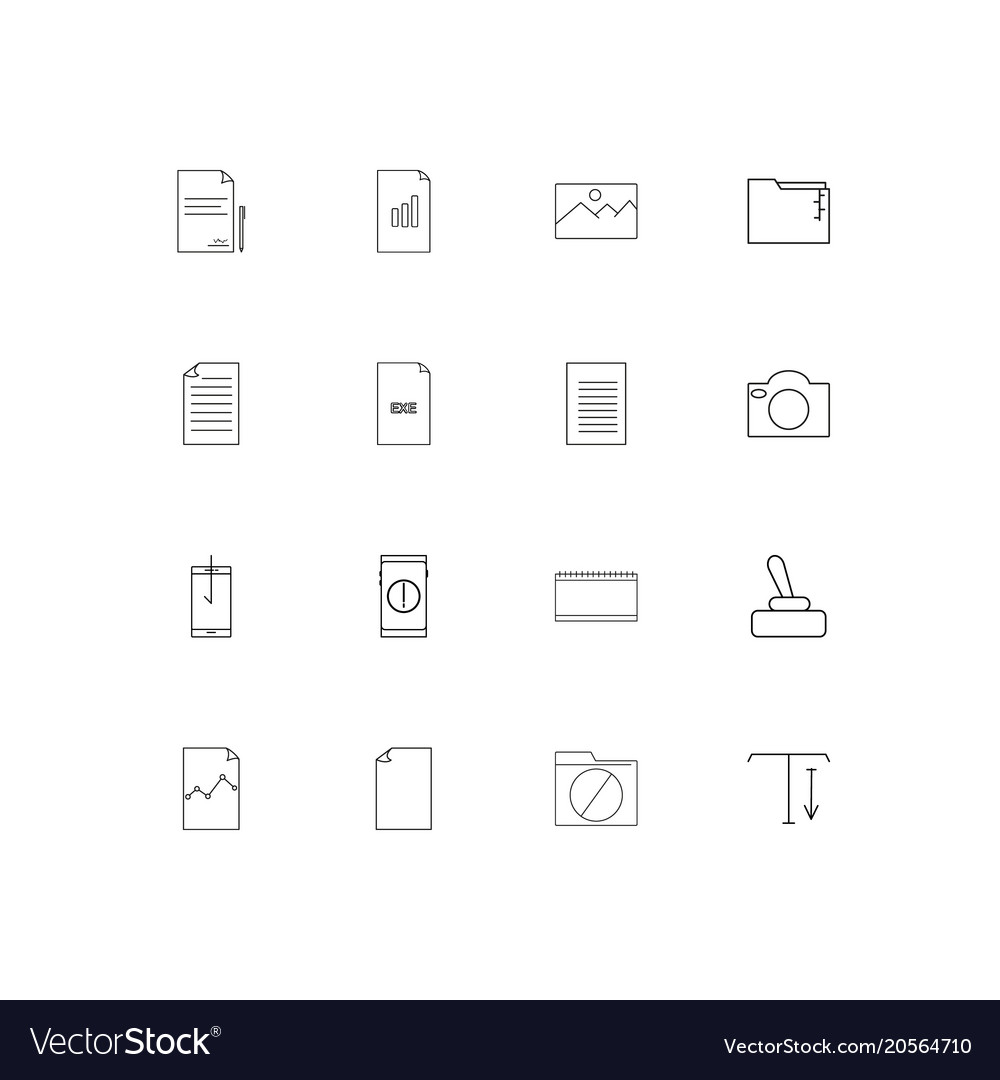 Files and folders sign simple linear icons set