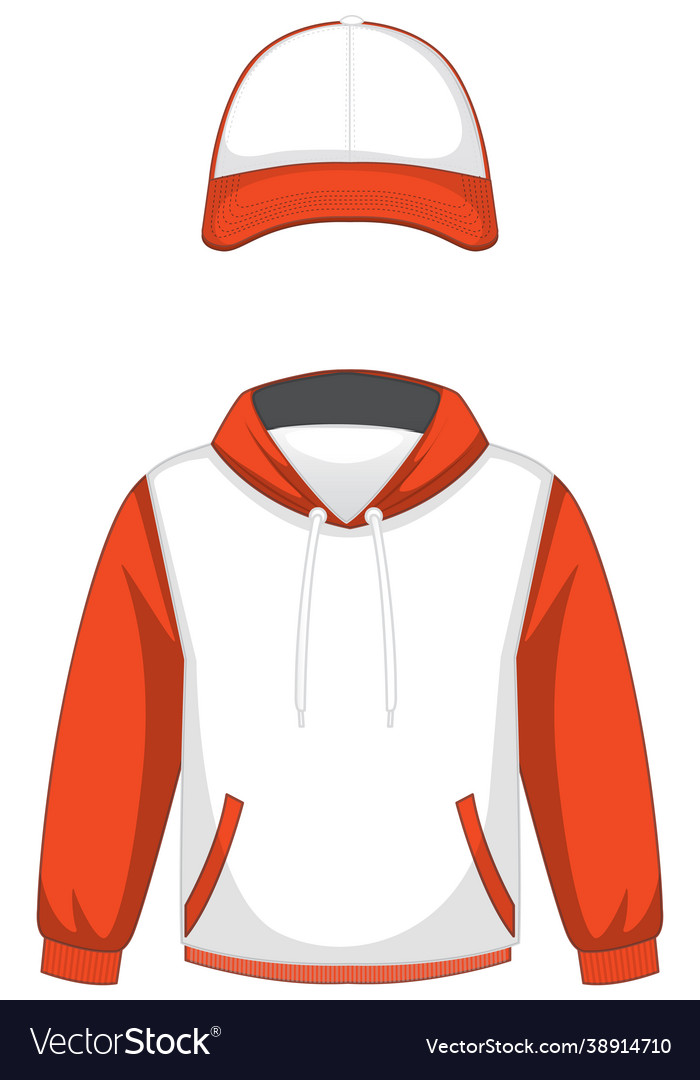 Front basic white and orange hoodie cap