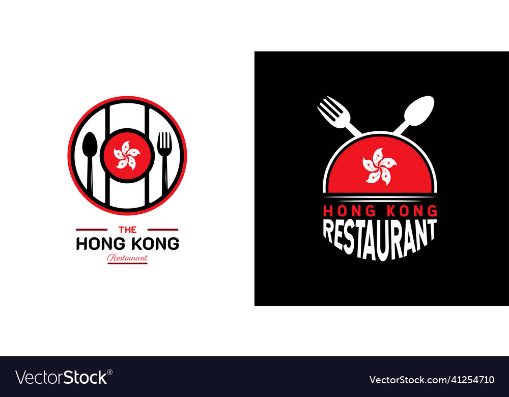 Hong kong food restaurant logo flag