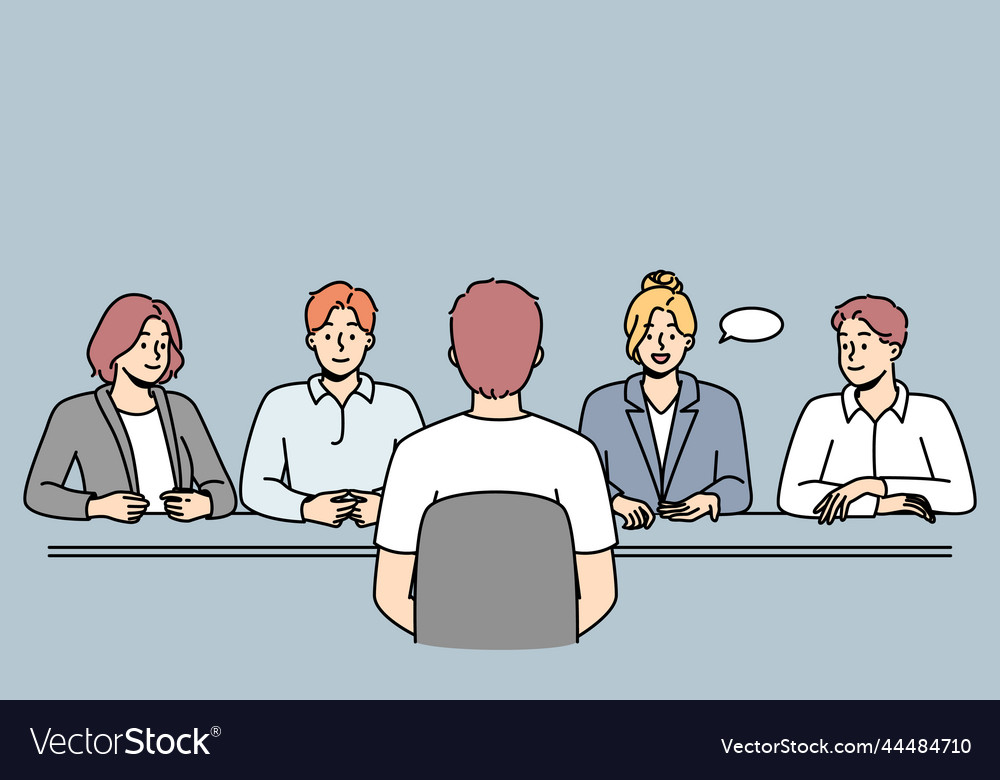 Male candidate at interview in office royalty free vector