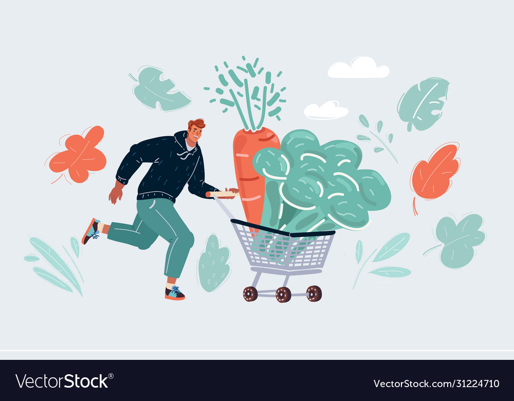 Man Running with Shopping Cart