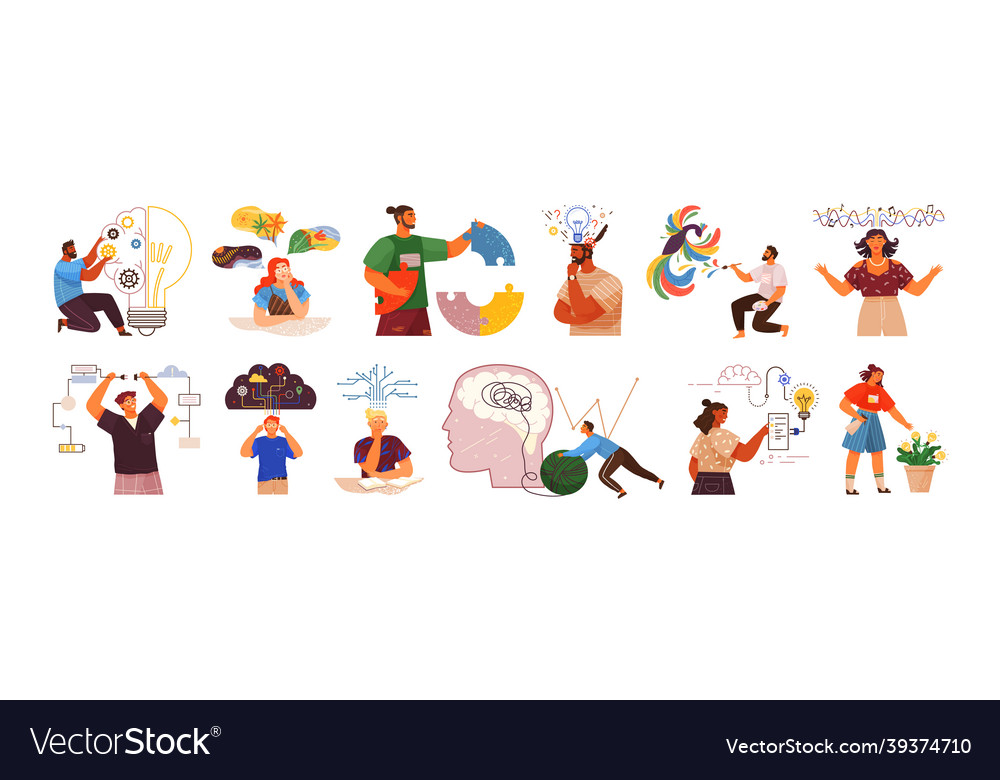 Mind behavior concept creative thinking people Vector Image