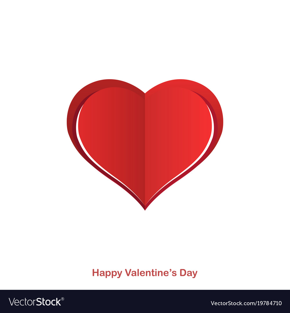 Red paper origami heart happy valentines day card