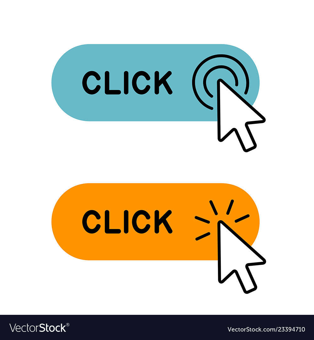 Set of click here button with cursor icon