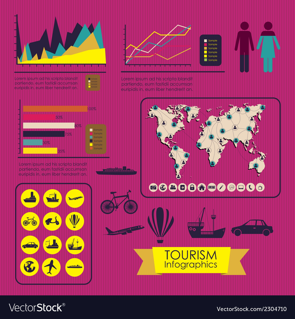 Tourism infographics with colors graphs