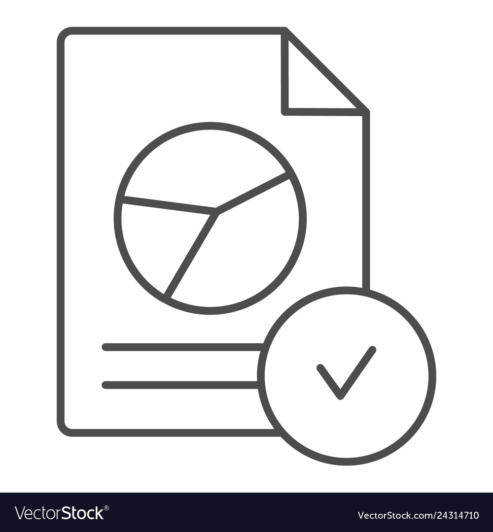 Verified chart document thin line icon checked