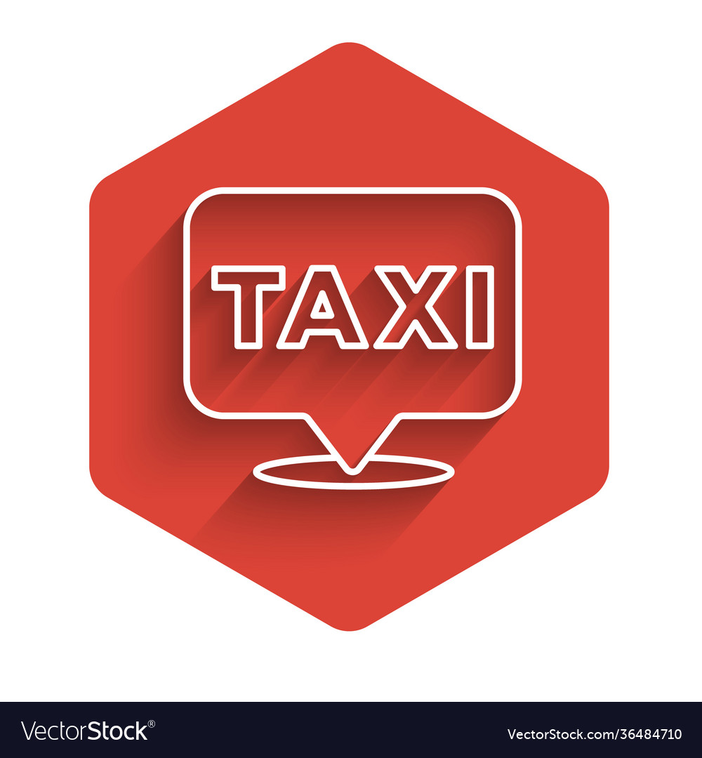 White line map pointer with taxi icon isolated vector image White line map pointer with taxi icon isolated
