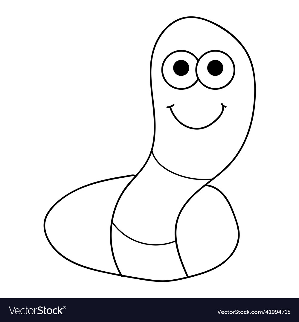 Cartoon linear doodle retro happy worm vector image Cartoon linear doodle retro happy worm