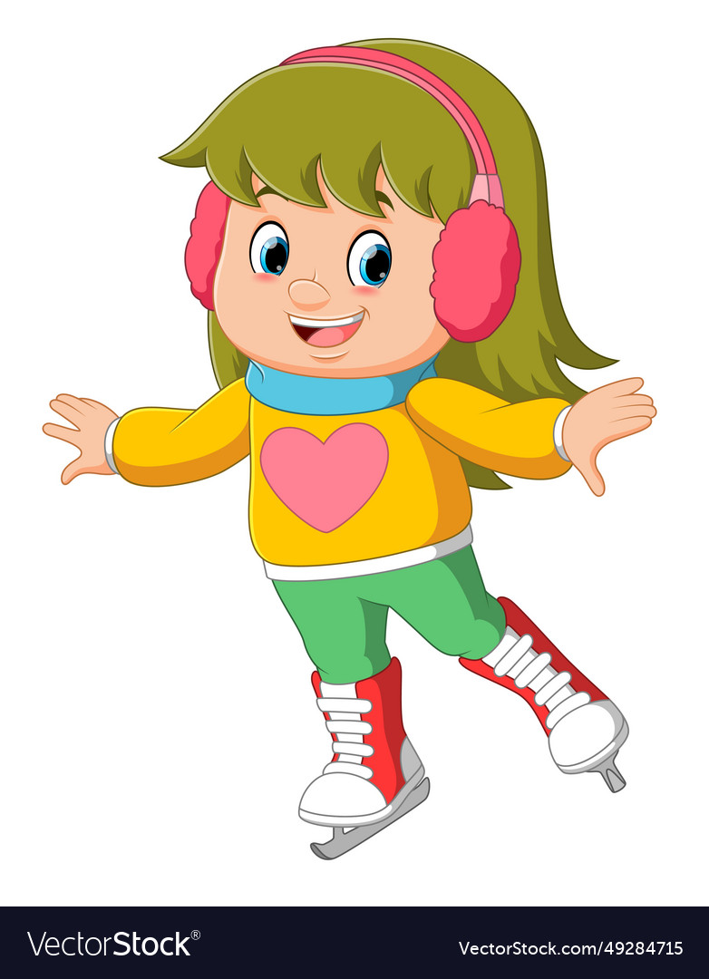 Cute Little Girl Wearing Winter Clothes Ice Vector Image Cute Little Girl Wearing Winter Clothes Ice Vector Image