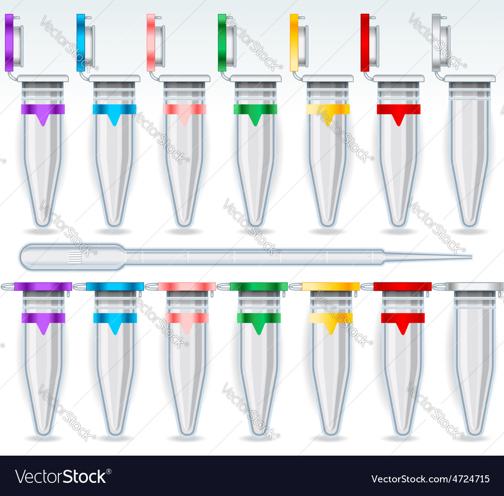 Eppendorf Opened and Closed Multicolor Set and Vector Image