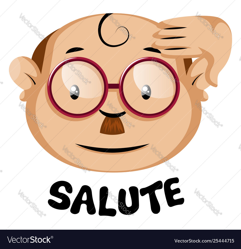 Funny human emoji with a salute symbol