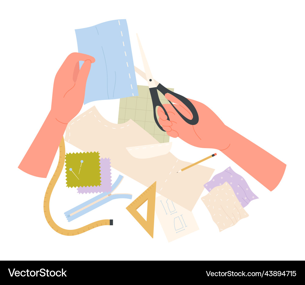 Hands needlework workshop Royalty Free Vector Image