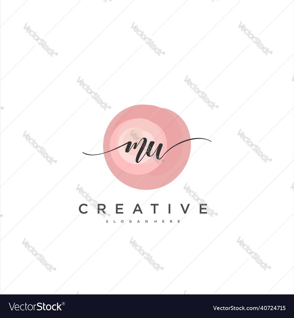 Mw initial handwriting minimalist geometric logo