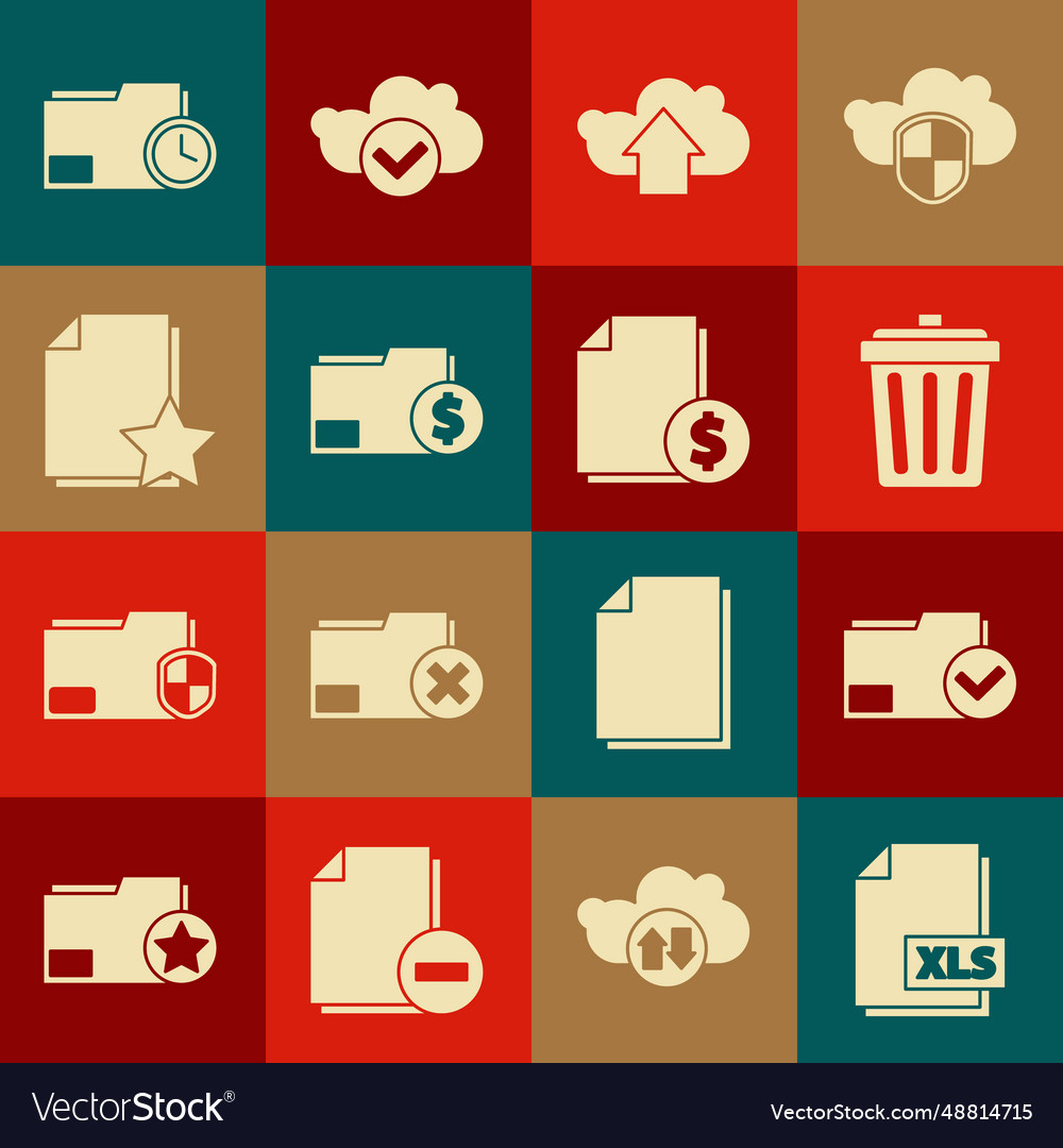 Set xls file document folder and check vector image Set xls file document folder and check