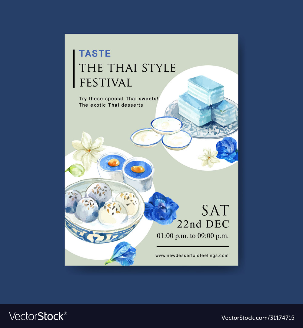 Thai sweet poster design with pudding layered