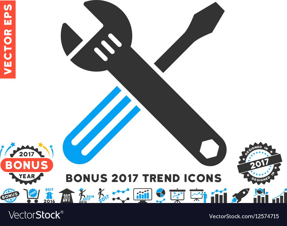 Tools flat icon with 2017 bonus trend